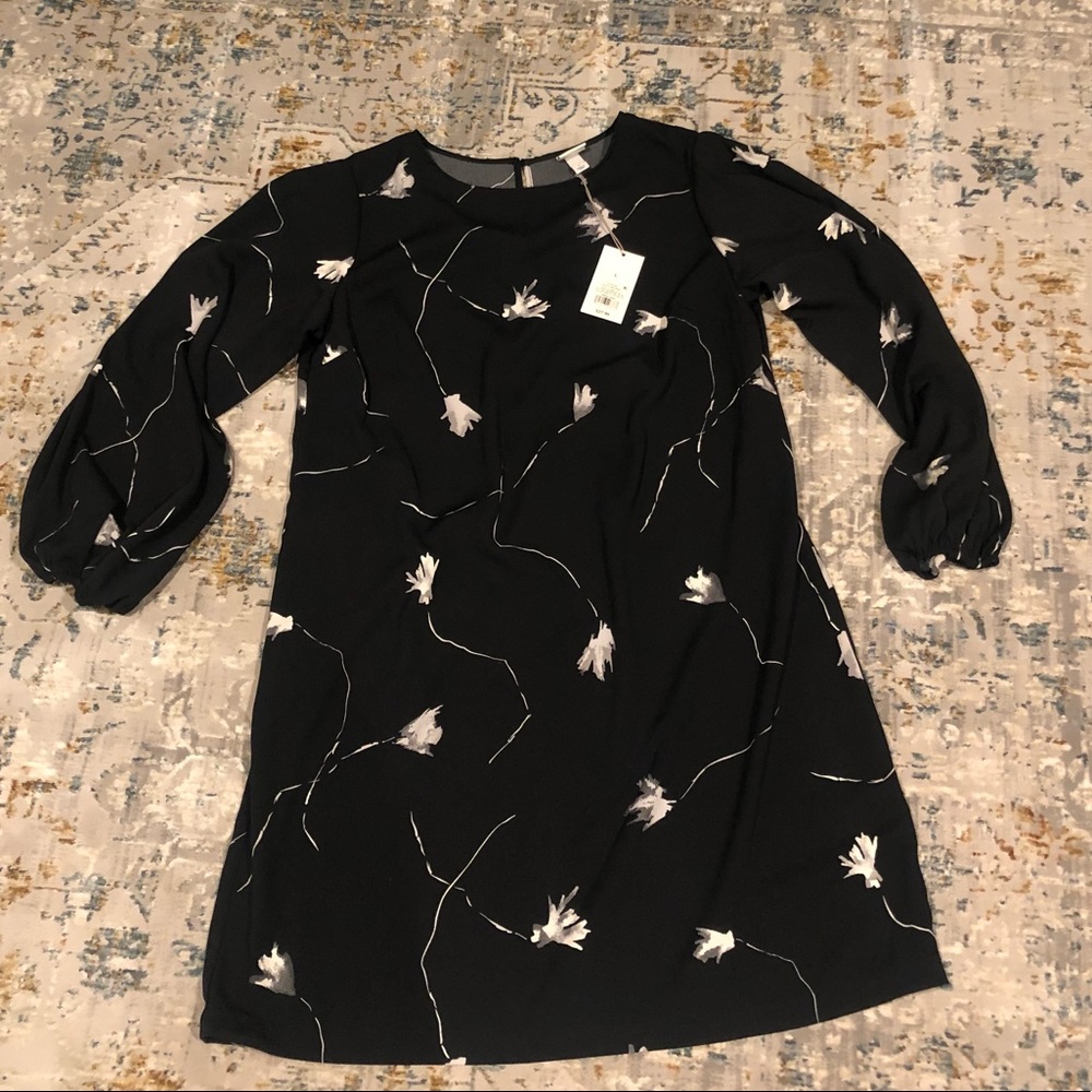 NWT A New Day Women's Long Sleeve Keyhole Neck Shift Black Dress - Picture 3 of 5